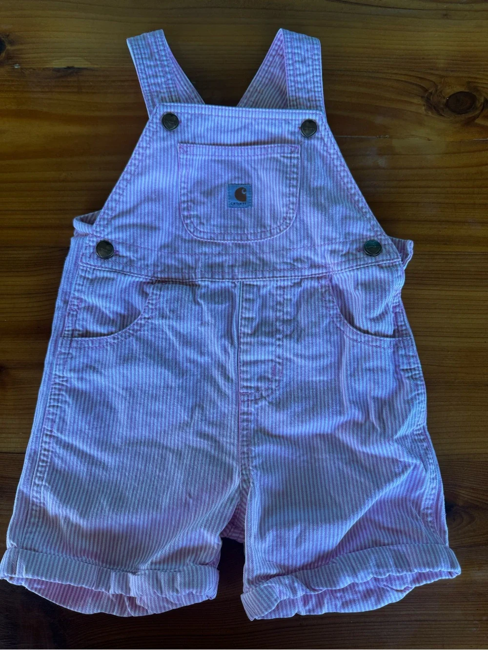 Carhartt Pink Striped Kids Overalls Shorts
